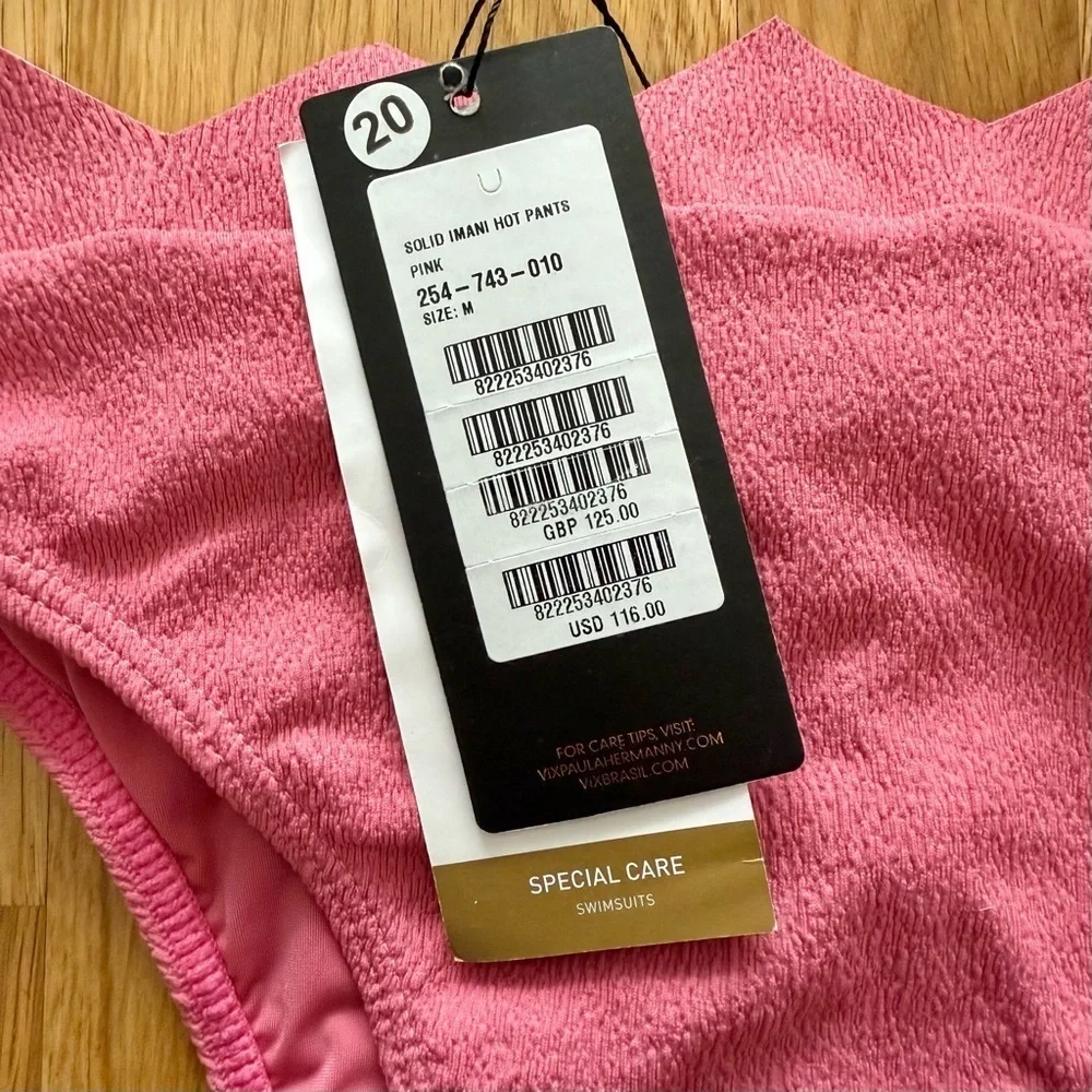 Vix Imani Bandeau + Imani Hot Pants Bikini Set Pink (Top S / Bottom M) NWT